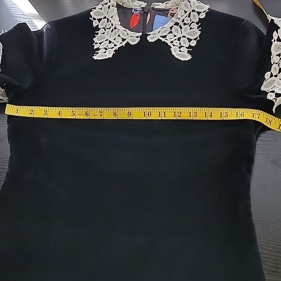 Macgraw OPIUM Velvet Silk Lined, Lace Sleeved Mini Dress - Picture 7 of 15